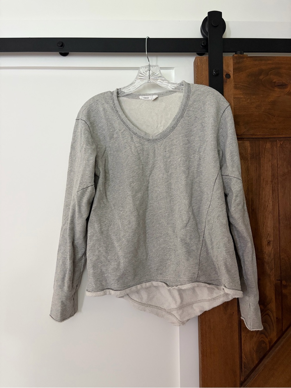 wilt asymmetrical 100% cotton v-neck gray sweatshirt top
